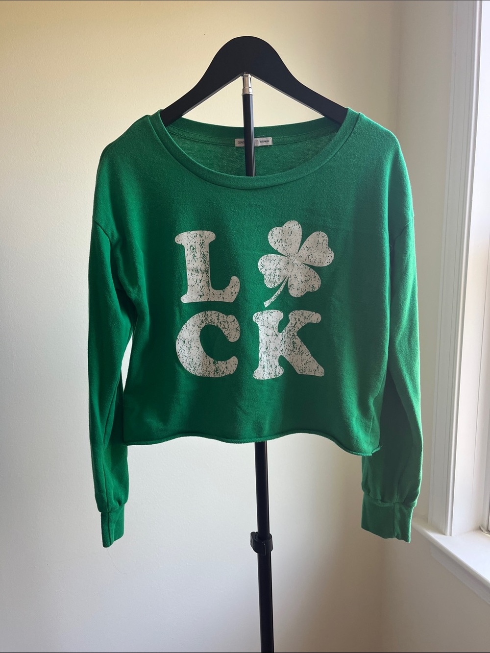 Grayson Threads Green Sweatshirt with White Shamrock 'LCK' Graphic